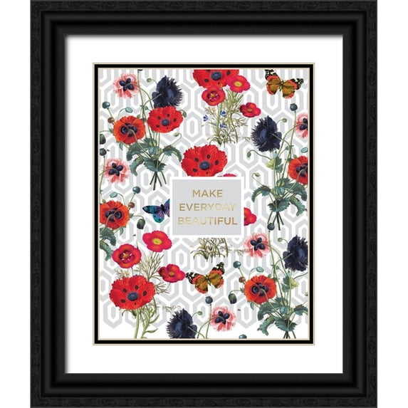 Lula Bijoux and Company 12x14 Black Ornate Wood Framed with Double Matting Museum Art Print Titled - Bright Poppy Inspiration 1
