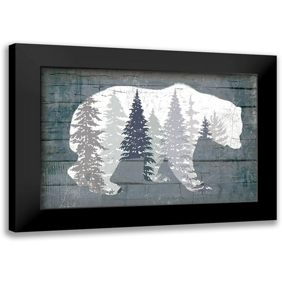 Lula Bijoux and Company 14x11 Black Modern Framed Museum Art Print Titled - Dark Forest Bear