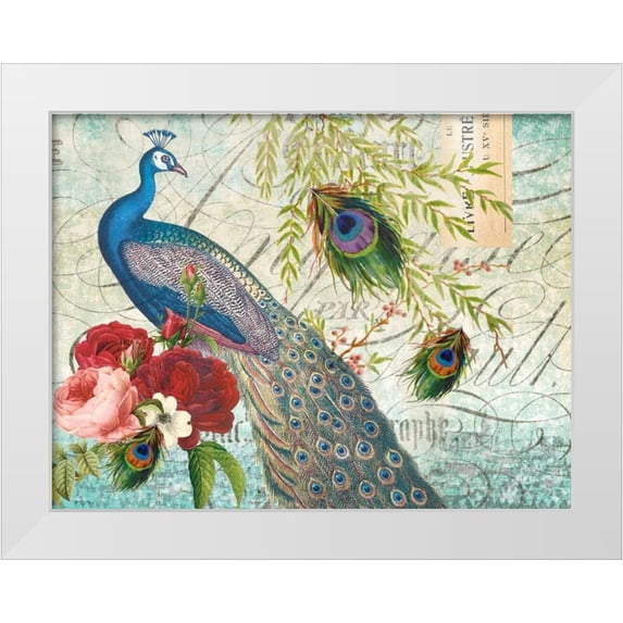 Lula Bijoux and Company 18x15 White Modern Wood Framed Museum Art Print Titled - Peacock 110