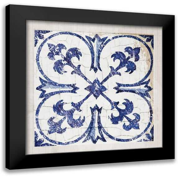Lula Bijoux and Company 20x20 Black Modern Framed Museum Art Print Titled - Tile Bleu 1