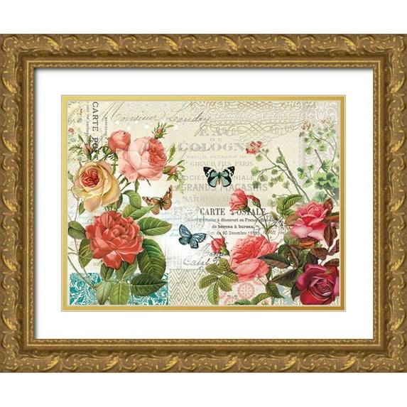 Lula Bijoux and Company 24x19 Gold Ornate Wood Framed with Double Matting Museum Art Print Titled - Floral Dream
