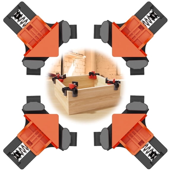 Lulena 4Pcs Adjustable Spring Loaded Woodworking Clamp 90 Degree Right Angle Clamp,For Precise Alignment, Nailing, Screwing And Assembly - For Cabinets, Picture Frames, Bookcases And Fish Tanks.
