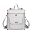 thumbnail image 1 of Luli Bebe Monaco Diaper Bag Backpack Storage Bag Stylish Vegan Leather | Stone Grey, 1 of 12