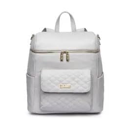 Luli Bebe Petit Monaco Diaper Bag Backpack Storage Bag Stylish Vegan Leather | Stone Grey