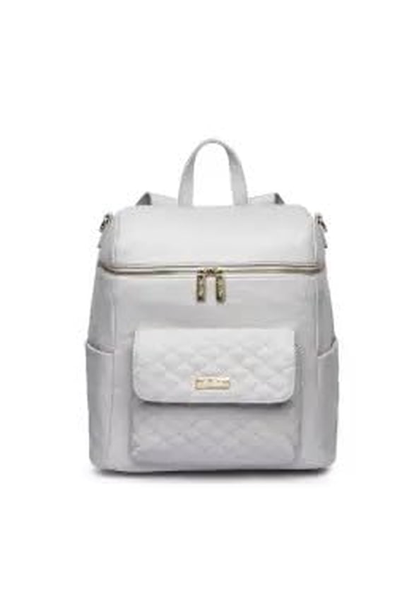 e Petit Monaco Diaper Bag Backpack Storage Bag Stylish Vegan Leather | Stone Grey