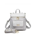 thumbnail image 1 of Luli Bebe Petit Monaco Diaper Bag Backpack Storage Bag Stylish Vegan Leather | Stone Grey, 1 of 9