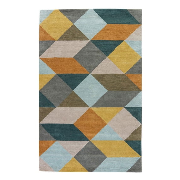 Luli Sanchez by Jaipur Living Ojo Handmade Geometric Gold Teal Area Rug 5'X8'