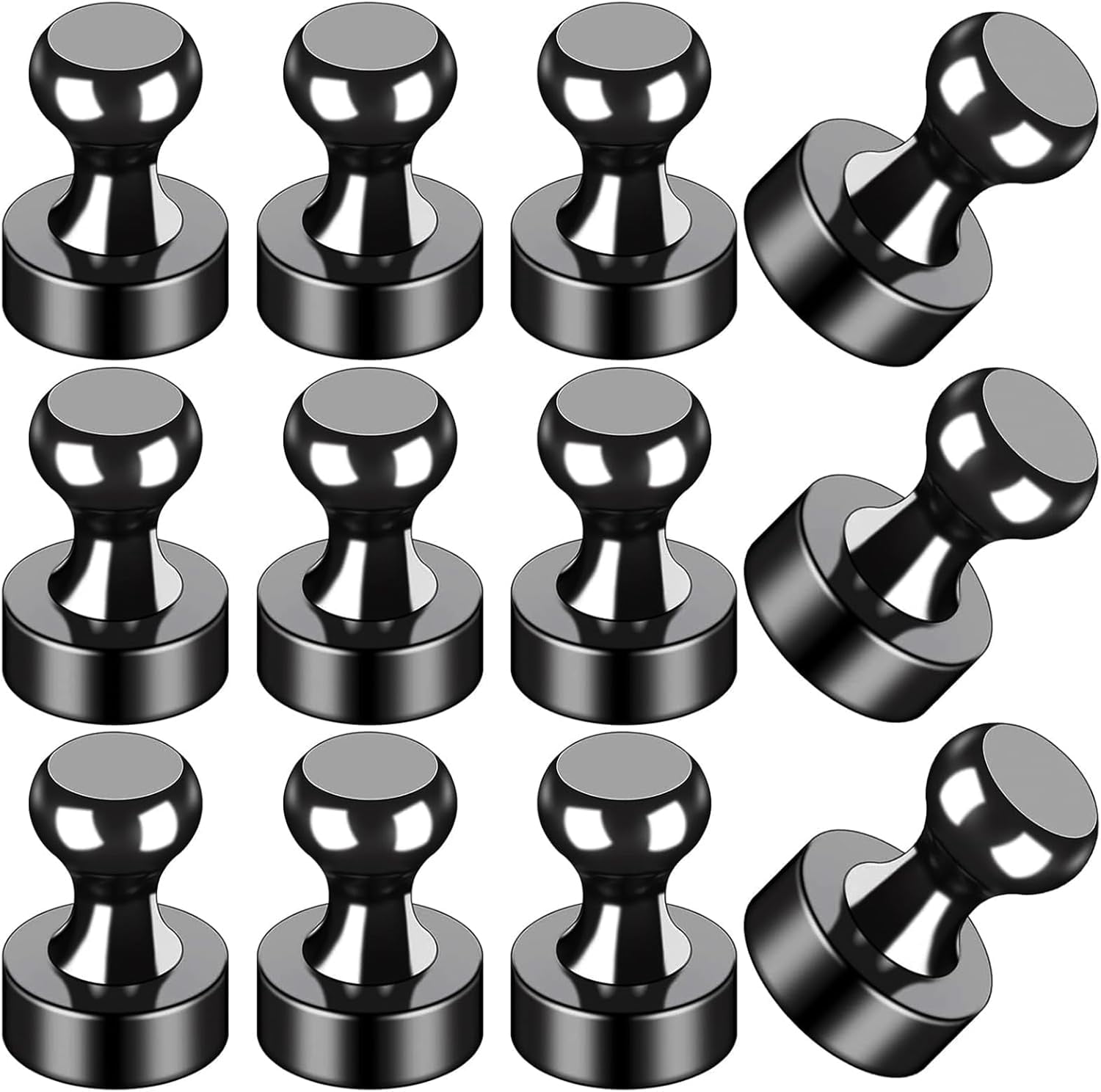Lulitta 12 Pack Black Magnetic Push Pins, Strong Neodymium Magnet ...