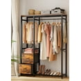 thumbnail image 1 of Lulive Clothes Rack, Heavy Duty Garment Rack for Hanging Clothes, Industrial Clothing Racks with Shelves, 2 Fabric Drawers, 4 Hooks, 2 Hanging Rods, Freestanding Closet Organizer, Rustic Brown, 1 of 8