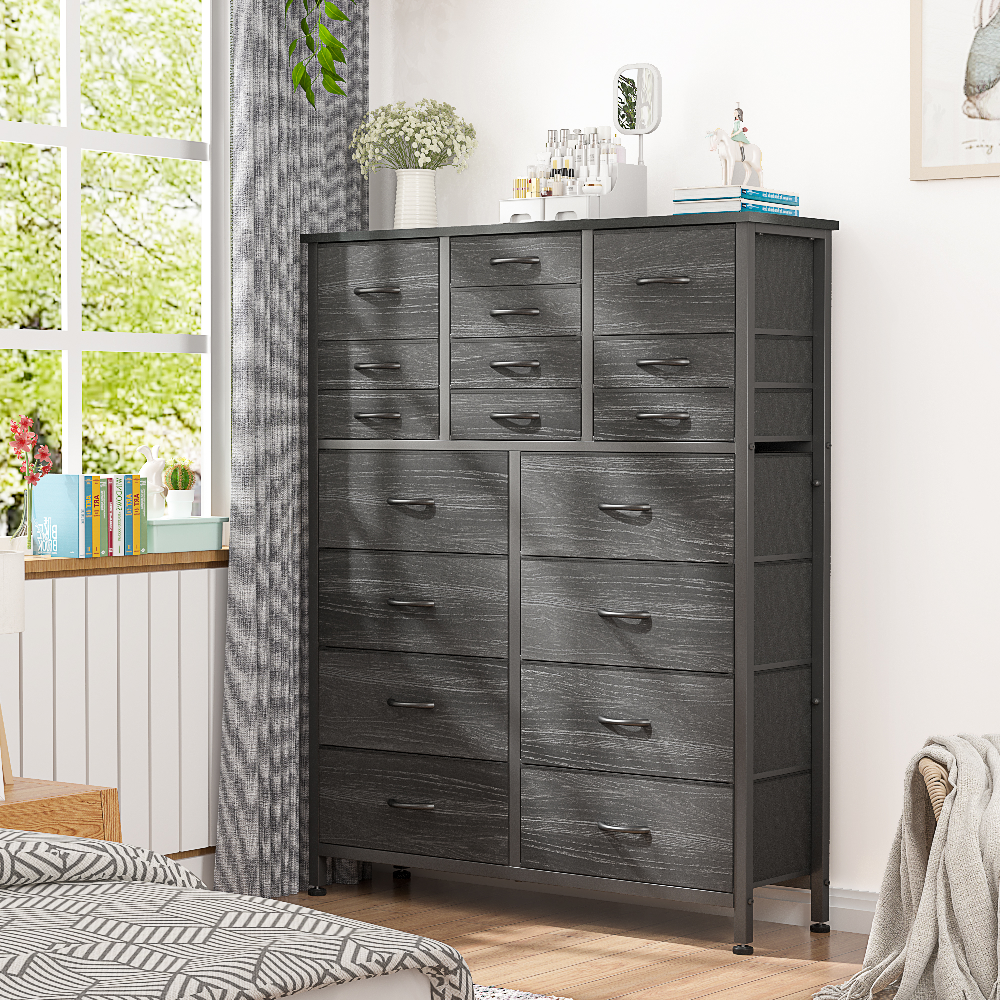 Lulive Dresser for Bedroom, Chest of Drawers Black Furniture Dressers
