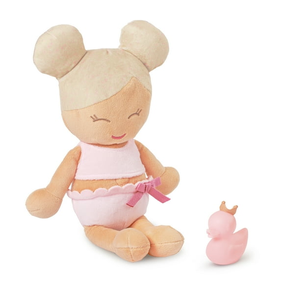 LullaBaby 14-inch Plush Bath Doll Blonde Hair Tub Toys for Kids 2 Years Old & up