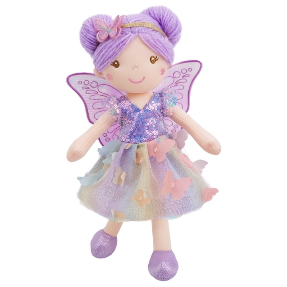 Lullaberry 15" Celestia the Rainbow Whisper Fairy Doll – Soft Plush Fairy Toy with Multicolor Butterfly Skirt – Enchanted Garden Collection