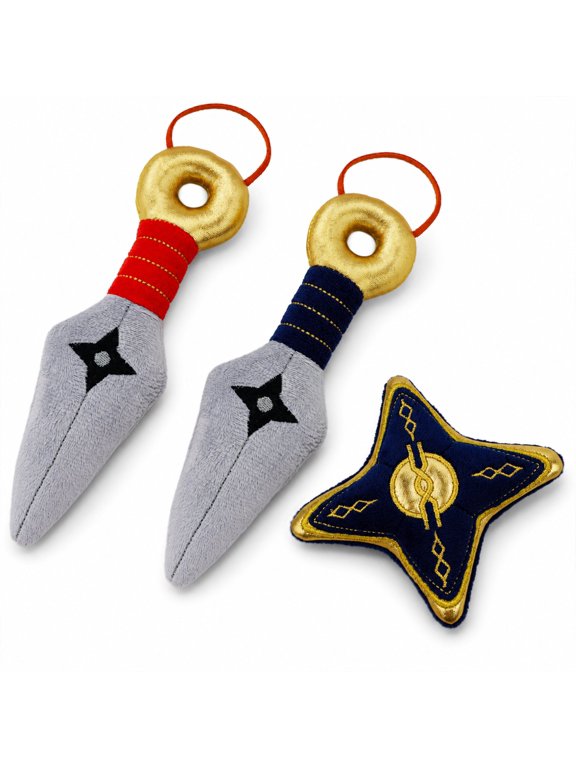 3-Piece Plush Ninja Weapons Set Soft Kunai & Shuriken Pretend Play Toys for Kids Ages 3+ Safe Japanese Martial Arts Dress Up Accessories for Ninja Costume, Role Play & Imaginative Play
