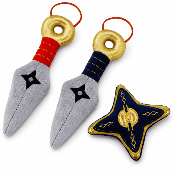 Lullaberry 3-Piece Plush Ninja Weapons Set  Soft Kunai & Shuriken Pretend Play Toys for Kids Ages 3+  Safe Japanese Martial Arts Dress Up Accessories for Ninja Costume, Role Play & Imaginative Play