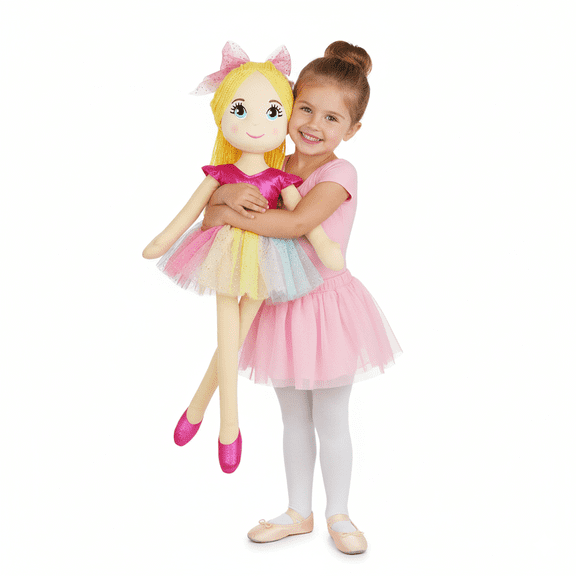 Lullaberry 30 XL Ballerina Princess Polina - Stuffed Plush Life Size Soft Doll - Pink Outfit - Gift for Toddlers and Little Girls