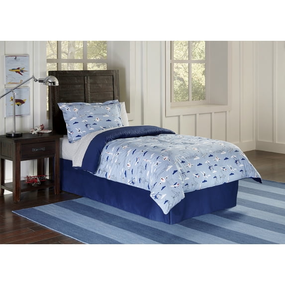 Lullaby Bedding Airplanes Printed 100% Cotton Percale 3 pc Comforter Set, Twin