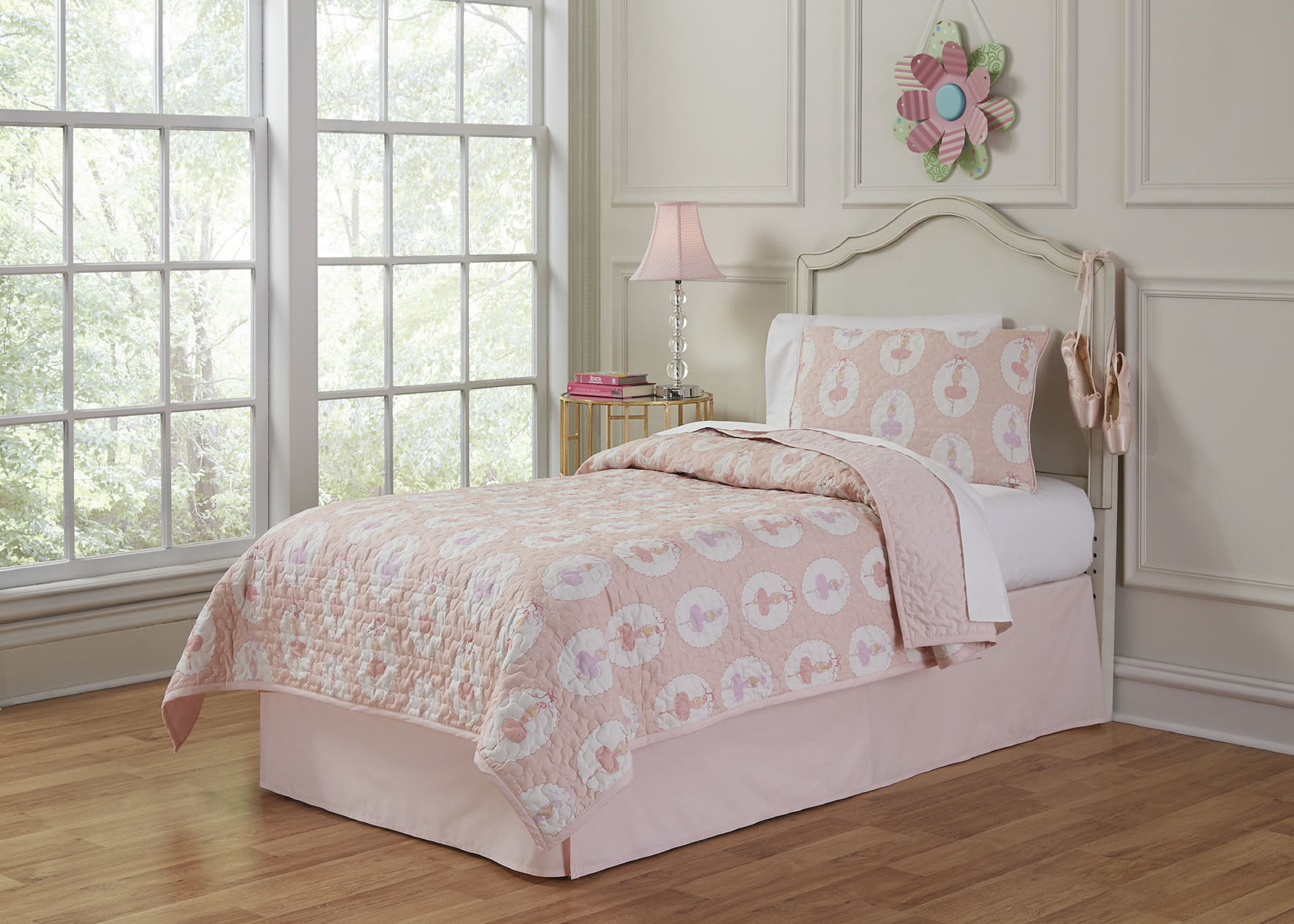Lullaby Bedding Ballerina Printed 100 Cotton Percale 2 pc Quilt Set