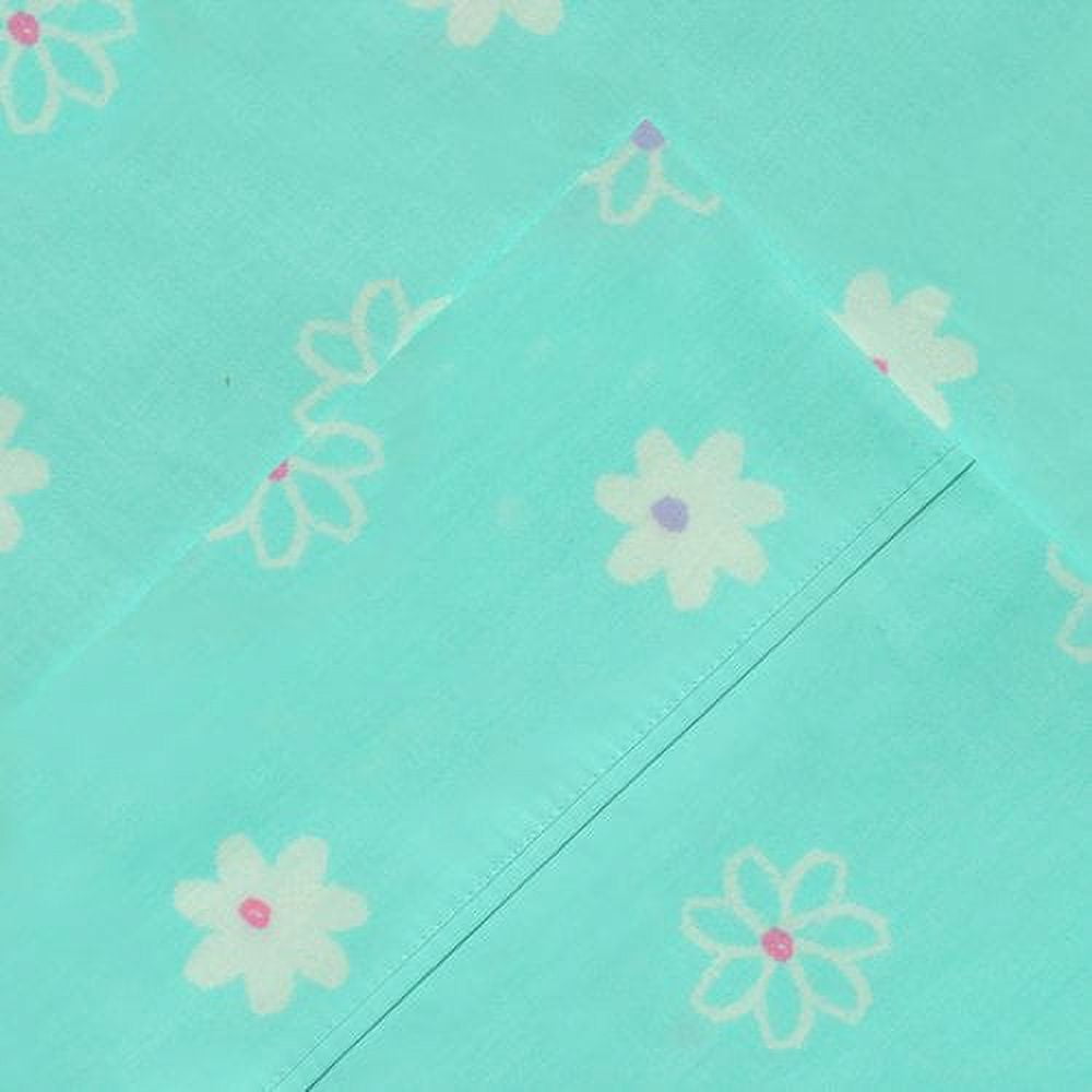 Butterfly Garden Aqua and White Cotton Percale Pillowcase Set