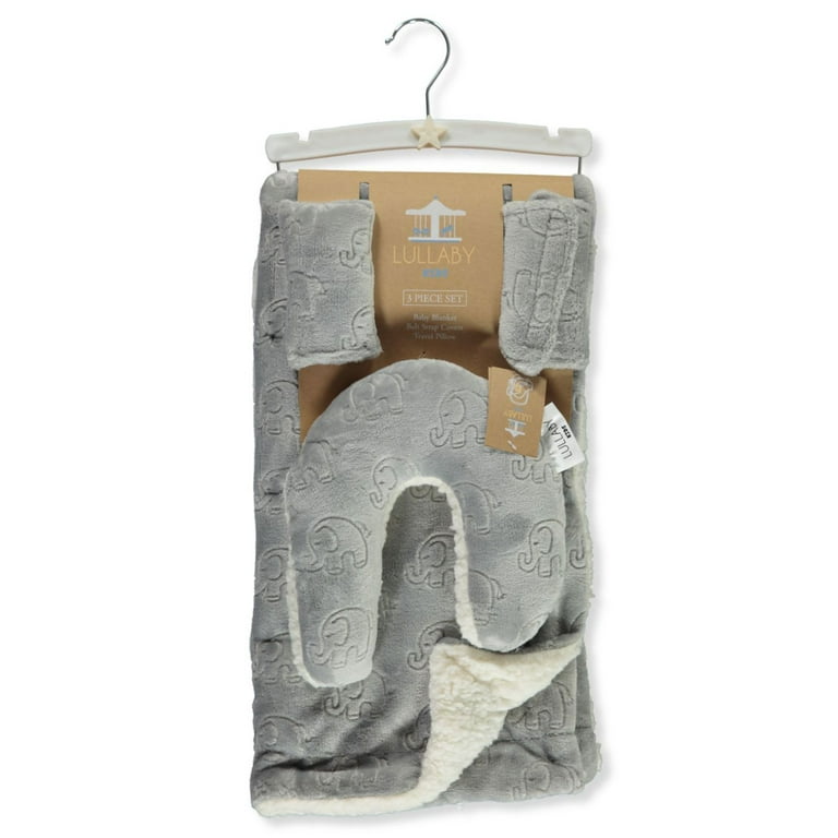 Lullaby Kids Baby Boys 3 Piece Plush Blanket Set gray one size
