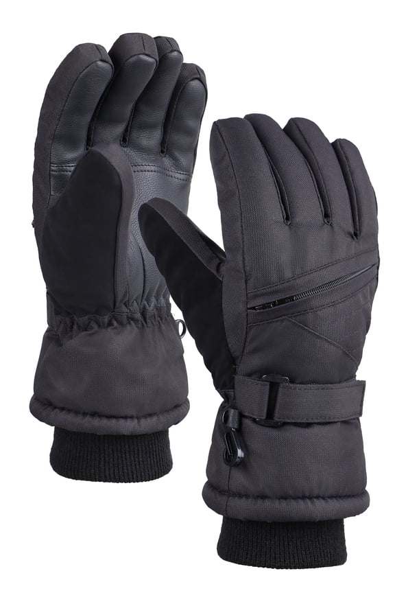 Lullaby Kids Boys Girls Waterproof Thinsulate Lined Zippered Winter Ski Gloves M