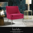 thumbnail image 1 of Lullede Hot Pink Velvet Accent Chair - Upholstered Armless, Clear Acrylic Legs, Piping Stitch, 1 of 10