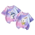 thumbnail image 1 of Lullu 2-Pack Girls Cartoon Rabbit Print Short Sleeve T-Shirt Cute Graphic Tee, Sizes 1-12, 1 of 2