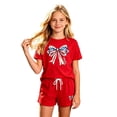 thumbnail image 1 of Lullu 4Th of July Outfits for Girls Summer Short Sleeve T-Shirt Shorts Set, Sizes 2-14, 1 of 3