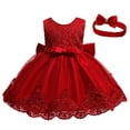 thumbnail image 1 of Lullu Baby Girls Lace Wedding Formal Tutu Dress Bow Birthday Party Dress, Sizes 0-24 Months, 1 of 3