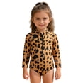 thumbnail image 1 of Lullu Baby Girls One-Piece Swimsuit Half Zip Long Sleeve Rash Guard Swimwear with UPF50+, 1 of 8