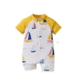 thumbnail image 1 of Lullu Baby Swimsuit Boy UPF 50+ Short Sleeve Zip up Rash Guard One-Piece Bathing Suit Swimwear, 1 of 8