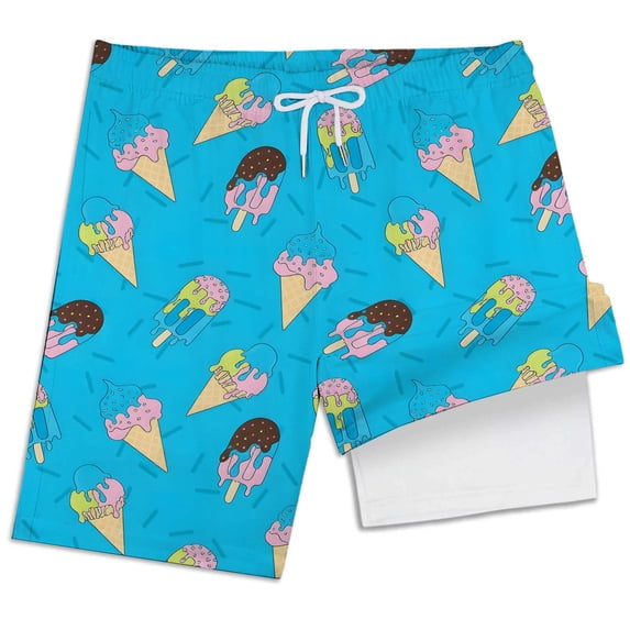 Lullu Boy Quick Drying Stretch Swim Trunks with Compression Liner Bathing Suit, Sizes 2-14