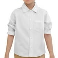 thumbnail image 1 of Lullu Boy's Long Sleeve Pocket Shirt Unisex Casual Solid Button Down Shirt Top, Sizes 0-9, 1 of 4