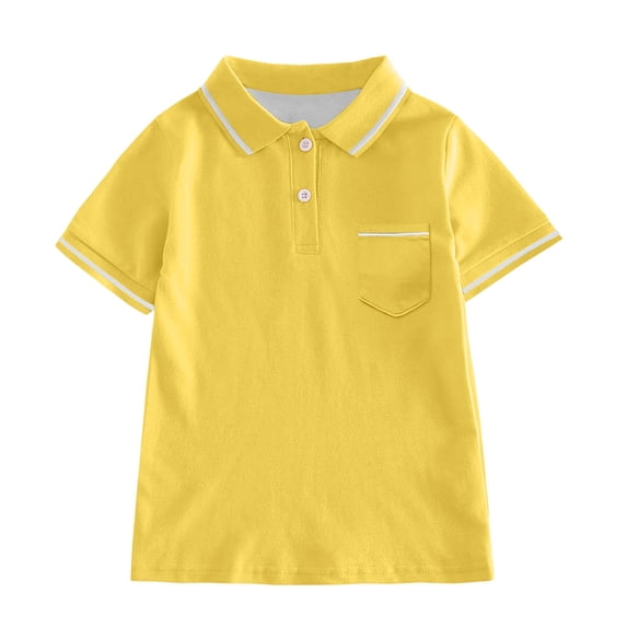 Lullu Boy's Short Sleeve Polo Shirt School Uniform Summer Casual Solid Shirt, Sizes 3-14