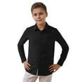 thumbnail image 1 of Lullu Boy's Solid Long Sleeve Shirt Unisex Casual Classic Fit Button Up Shirt, Sizes 3-8, 1 of 4