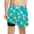 thumbnail image 1 of Lullu Boy's Swim Trunks with Compression Liner Drawstring Swimming Shorts Bathing Suit, 1 of 3