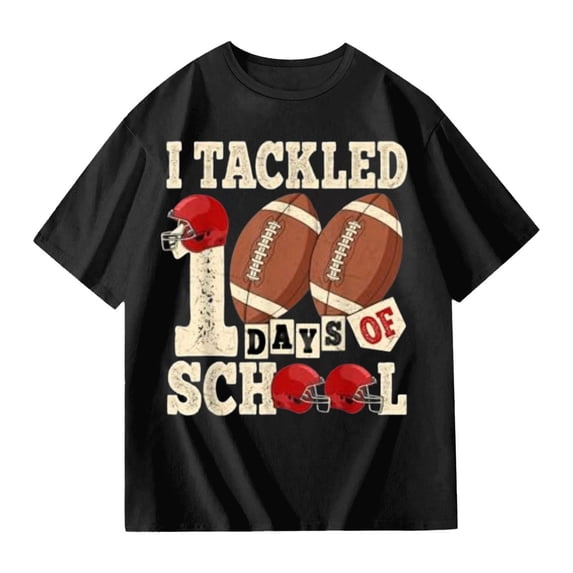 Lullu Boys 100 Days of School Graphic Tee Short Sleeve Round Neck T-Shirt Top, Sizes 3-14