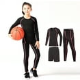 thumbnail image 1 of Lullu Boys Athletic Outfits Compression Long Sleeve T-Shirt Shorts Leggings 3Pcs Set, Sizes 2-15, 1 of 4