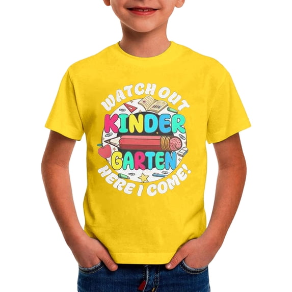 Lullu Boys Back To School Graphic Tee Short Sleeve Round Neck T-Shirt for Kids, Sizes 3-13