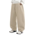 thumbnail image 1 of Lullu Boys Baggy Sweatpants Casual Athletic Open Bottom Jogger Pants, Khaki, Sizes 4-15, 1 of 5
