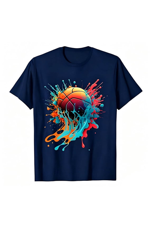 Boys Basketball T-Shirt Short Sleeve Round Neck T Shirt for Children, Sizes 2-13