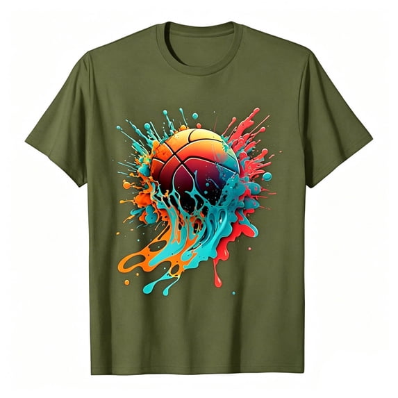 Lullu Boys Basketball T-Shirt Short Sleeve Round Neck T Shirt for Children, Sizes 2-13