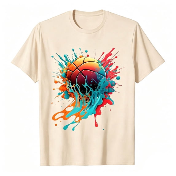 Lullu Boys Basketball T-Shirt Short Sleeve Round Neck T Shirt for Children, Sizes 2-13
