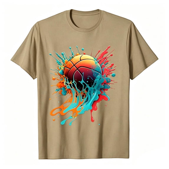 Lullu Boys Basketball T-Shirt Short Sleeve Round Neck T Shirt for Children, Sizes 2-13