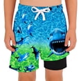 thumbnail image 1 of Lullu Boys Beach Swim Trunks Stretch Quick-Dry Board Shorts with Shark Print, Sizes 2-14, 1 of 4