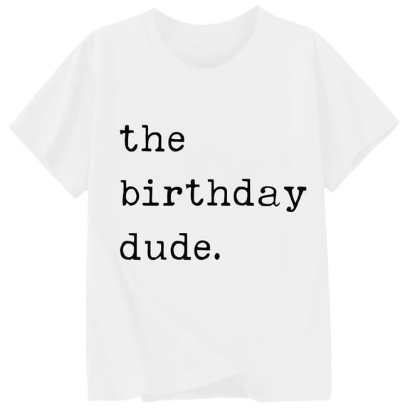 Lullu Boys Birthday Shirt Letter Print Short Sleeved T-Shirt Soft Round Neck Tee