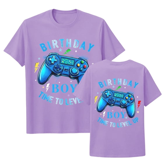 Lullu Boys Birthday T Shirt Graphic Tee Short Sleeve Crew Neck T-Shirt, Purple, Sizes 1-13