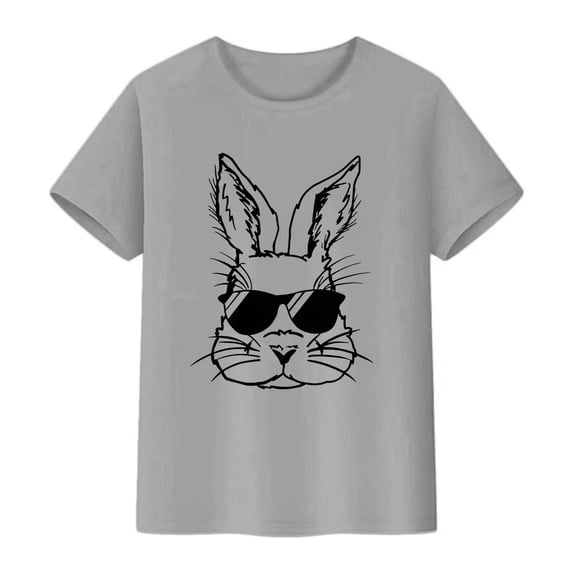 Lullu Boys Bunny Graphic Tee Short Sleeve Crew Neck T Shirt Summer Tshirt Top, Sizes 2-13