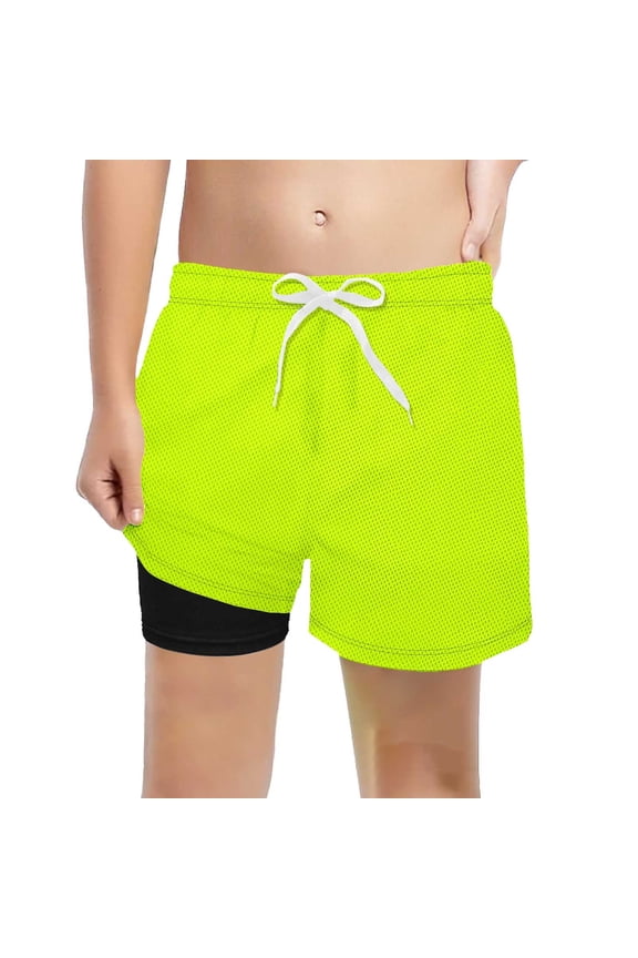 Boys Casual Beach Board Shorts Flex Compression Liner Athletic Shorts, Sizes 2-14