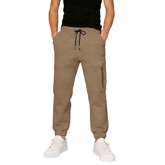 Lullu Boys Casual Jogger Pants with Zipper Pocket Athletic Sports Sweatpants, Sizes 5-16