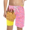thumbnail image 1 of Lullu Boys Compression Liner Swim Trunks Ice-Cream Print Quick-Dry Swim Shorts, Sizes 3-4, 1 of 3